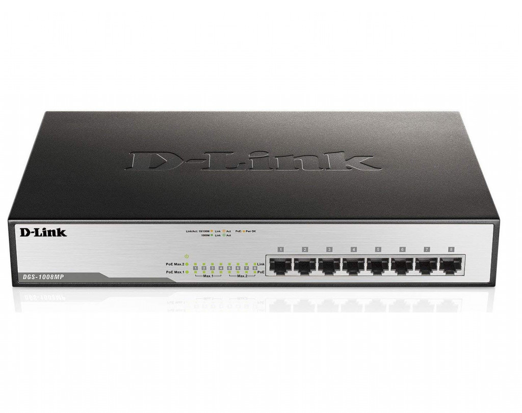 سوئیچ شبکه 8 پورت PoE دی لینک مدل DGS-1008MP